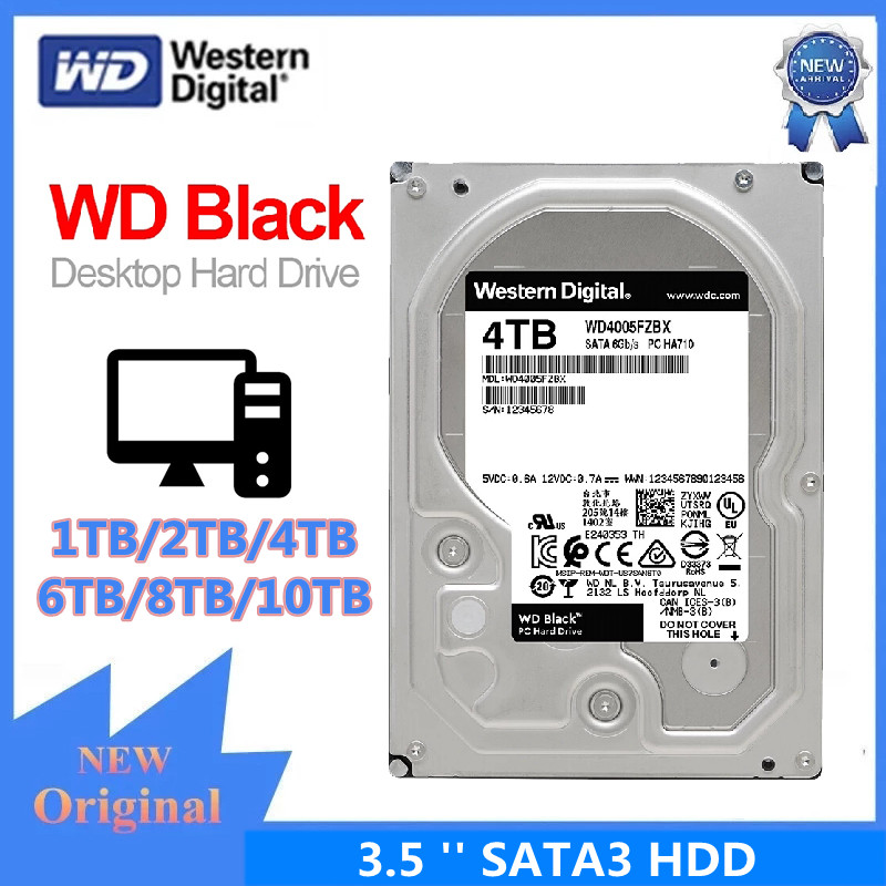 웨스턴 디지털 WD 블랙 1 테라바이트 2 테라바이트 4 테라바이트 6 테라바이트 8 테라바이트 3.5 SATA3 HDD 고성능 데스크탑 하드 디스크 드라이브 게임 Hdd 7200RPM 6 기가바이트/초
